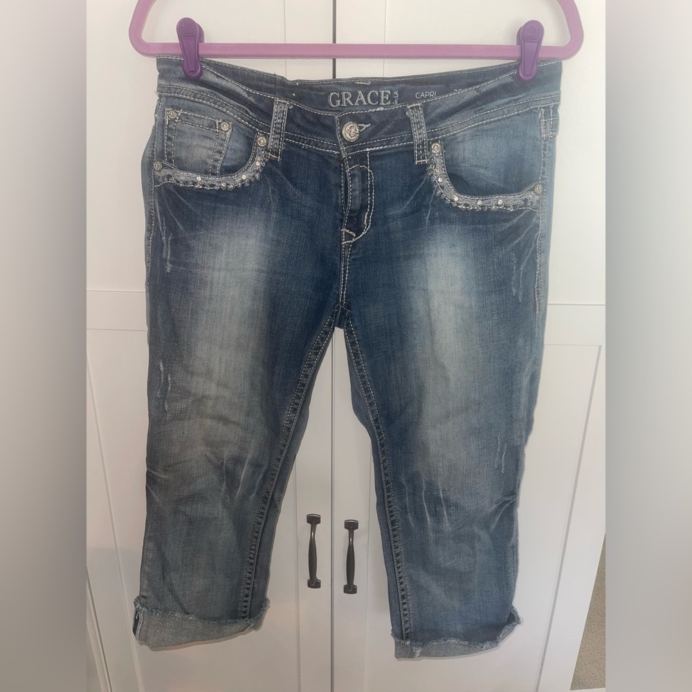 Grace in L.A. Women's Blue Capri Jeans